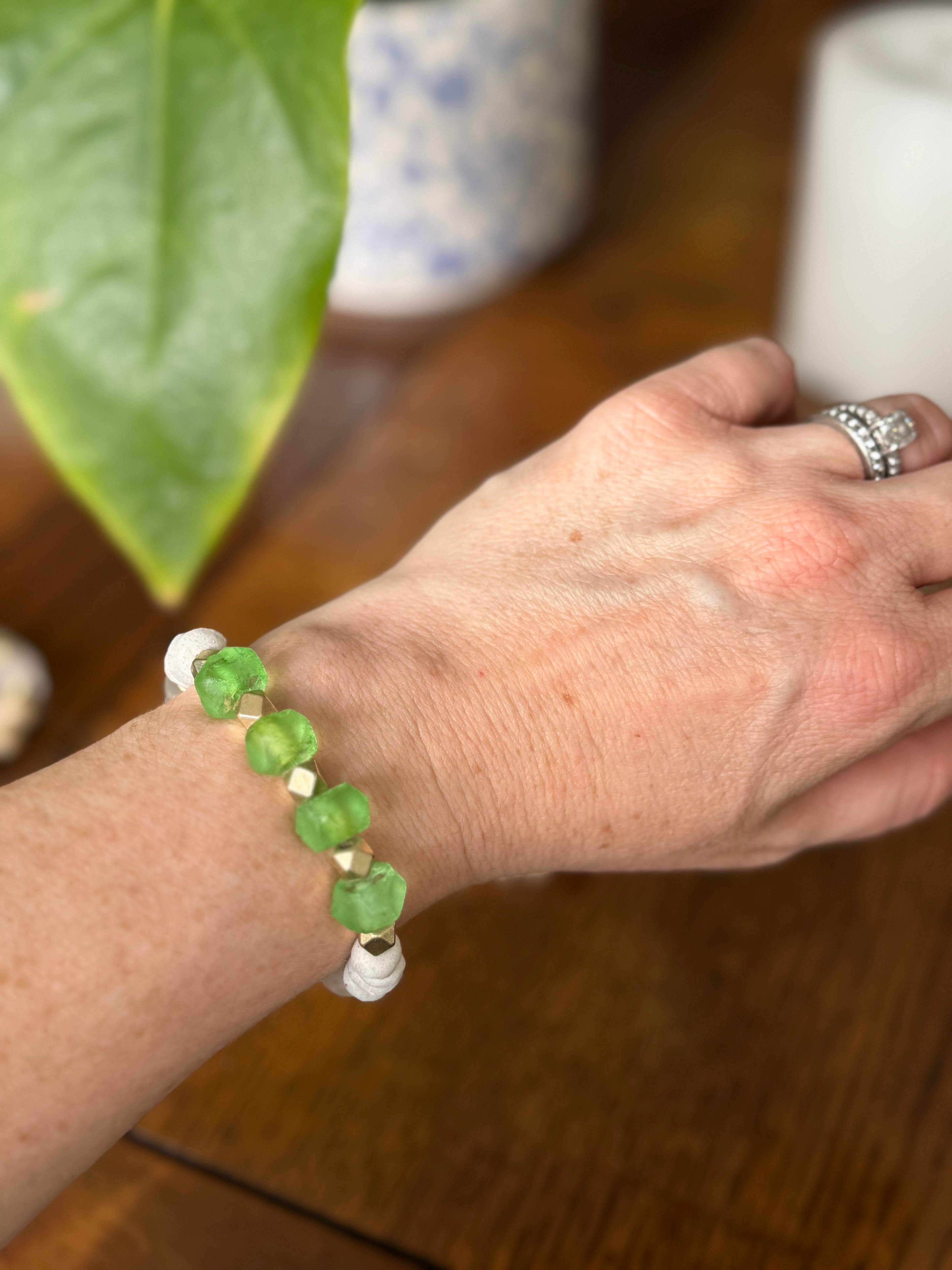 Sea Glass Mint Aromatherapy Diffuser Bracelet